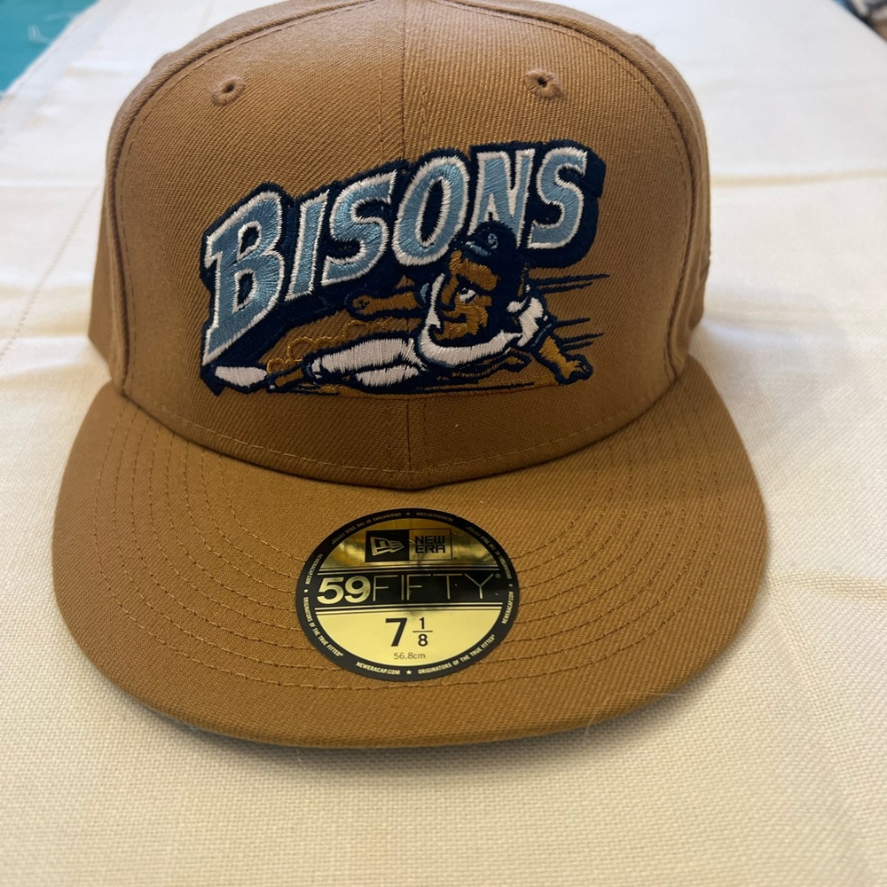 Buffalo Bisons New Era Cap – Brown with Light Blue Brim, Size 7 1/8